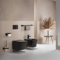 Set vas WC suspendat, Fluminia, Tornado, cu spălare vârtej, negru mat